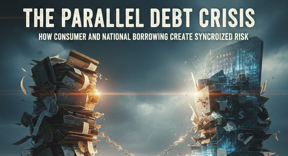 The Parallel Debt Crisis: How Consumer and National Borrowing Create Synchronized Risk